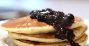 Lemon Poppy Seed Gluten Free Pancake with Blueberry Sauce