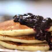 Lemon Poppy Seed Gluten Free Pancake with Blueberry Sauce