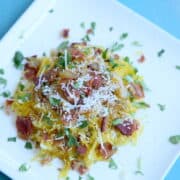 Spaghetti Squash with Caramelized Onions and Bacon