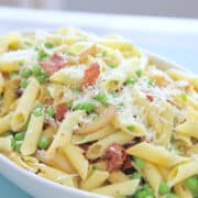 Pasta with Bacon and Peas Feature Photo