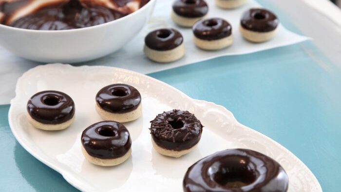 Vanilla Cake Donuts with Mocha Glaze