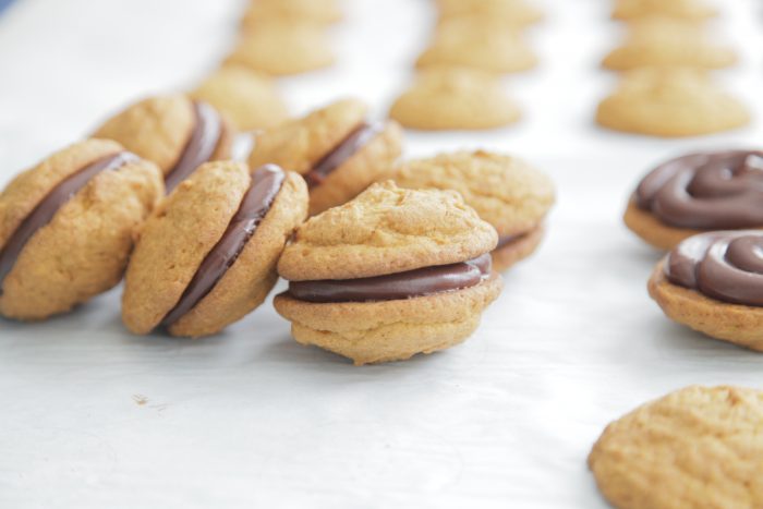 Use another cookie to create the “sandwich” or whoopie pie. Repeat until all whoopie pies are made.