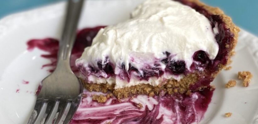 Blueberry Cardamom Cream Pie plated