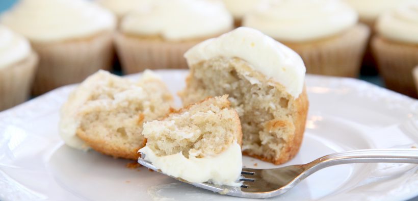 gluten and dairy free banana cupcakes with cream cheese frosting