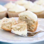 gluten and dairy free banana cupcakes with cream cheese frosting