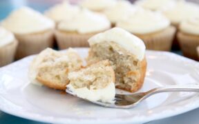 gluten and dairy free banana cupcakes with cream cheese frosting