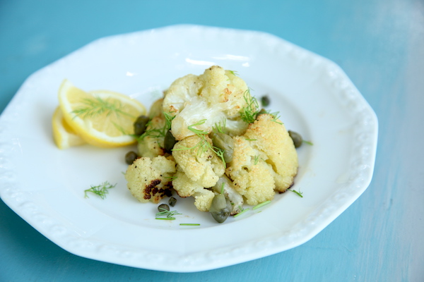 Roasted Cauliflower with Capers and Dill plated