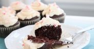 gluten and dairy free Chocolate cupcake with peppermint crunch frosting