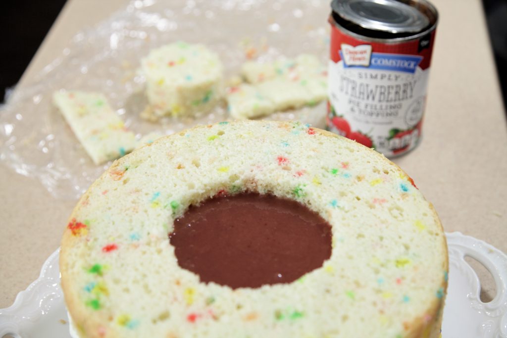 Slime filling added to the cake