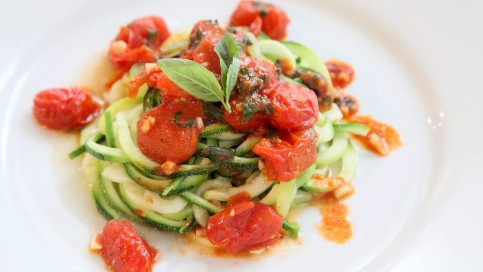 Zoodles with Easy Tomato and Basil Sauce