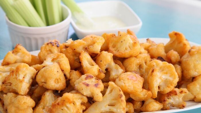 Baked Battered Buffalo Cauliflower