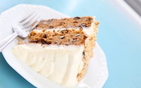 Gluten free carrot cake with maple cream frosting