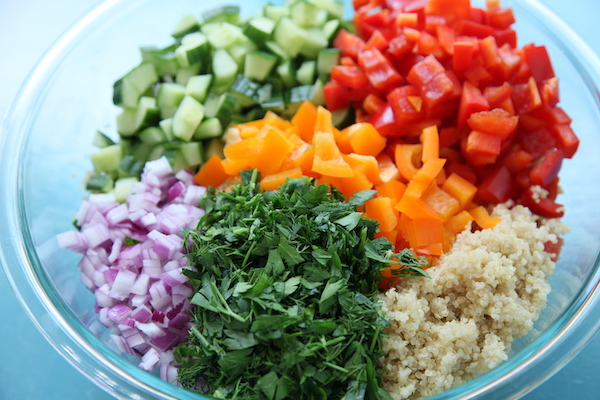 Garden Fresh Quinoa Salad unmixed