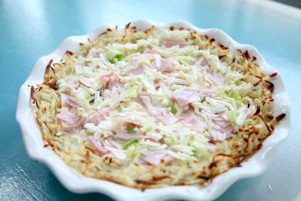 Ham & Cheese Quiche with Hash Brown Crust