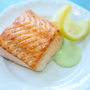 Broiled Salmon with Creamy Basil Sauce feature photo