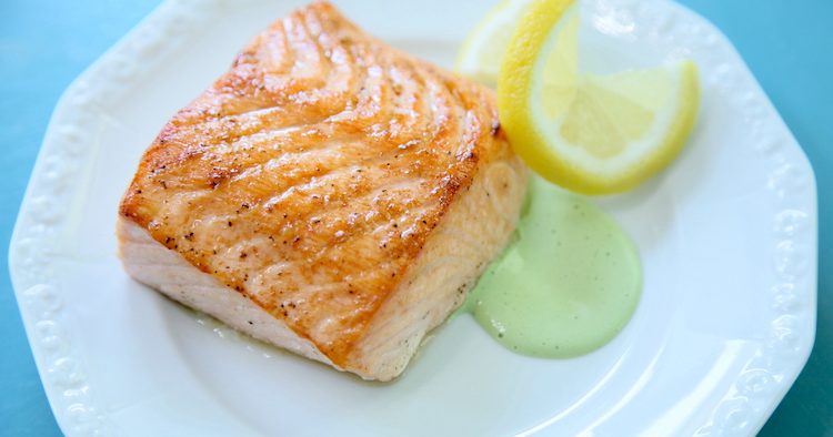 Broiled Salmon with Creamy Basil Sauce feature photo