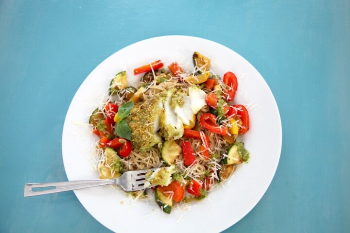 Pesto Cod with Sauteed Veggies feature photo