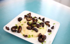 Goat Cheese Grits with Crispy Mushrooms feature photo