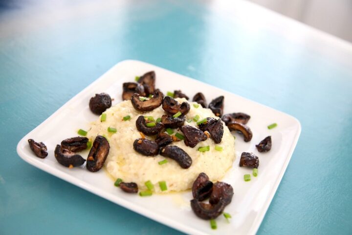 Goat Cheese Grits with Crispy Mushrooms feature photo